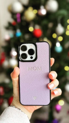 iPhone Uyumlu Deri Kılıf - Lavanta Moru