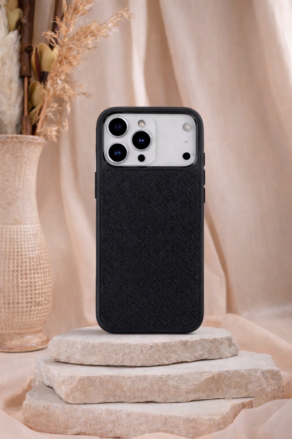 iPhone Uyumlu Deri Kılıf Saffiano-Siyah