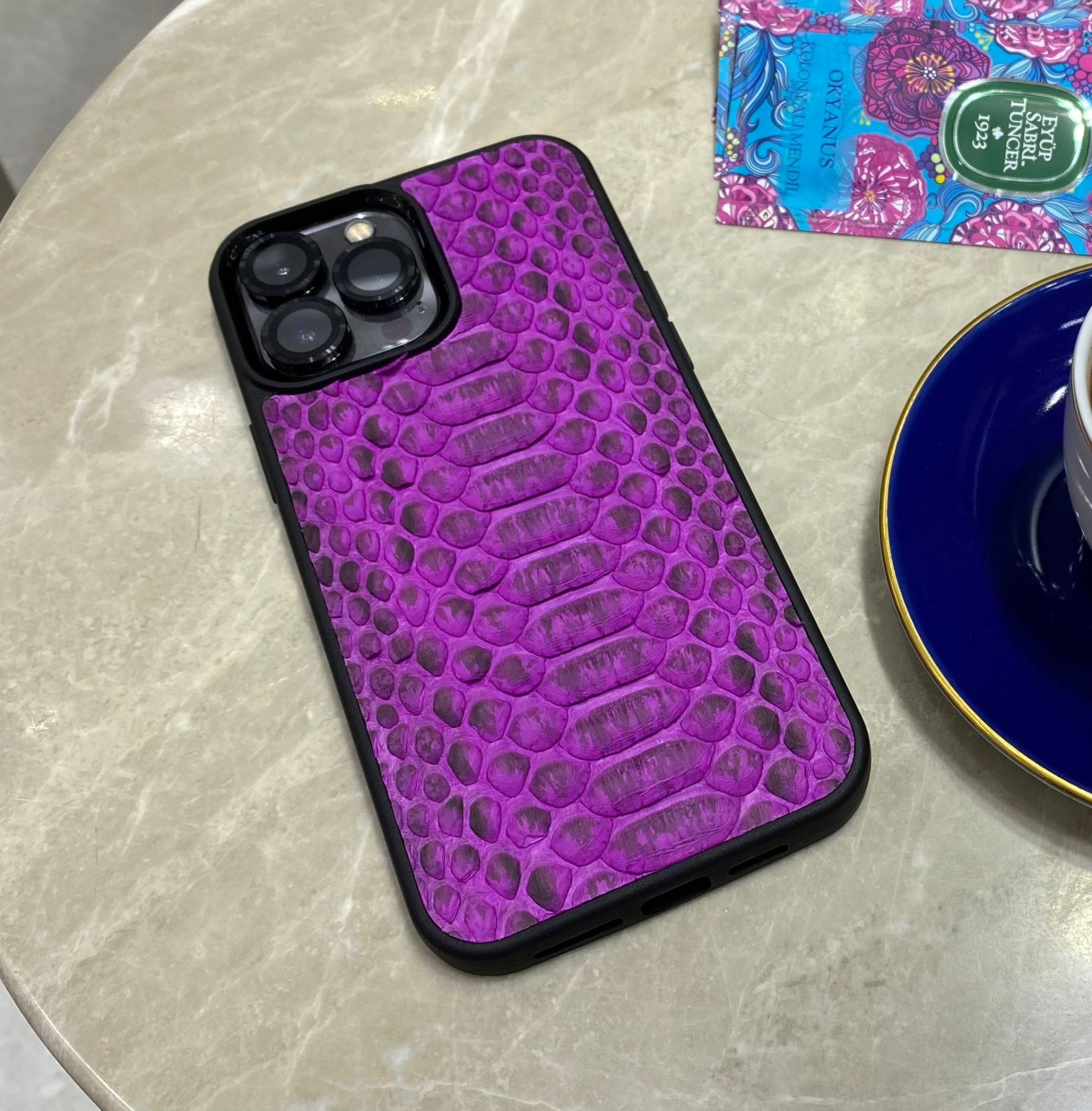 iPhone Uyumlu Piton Derisi Kılıf-Derin Mor