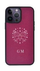 iPhone Uyumlu Deri Kılıf Burçlar-İkizler-Fuşya