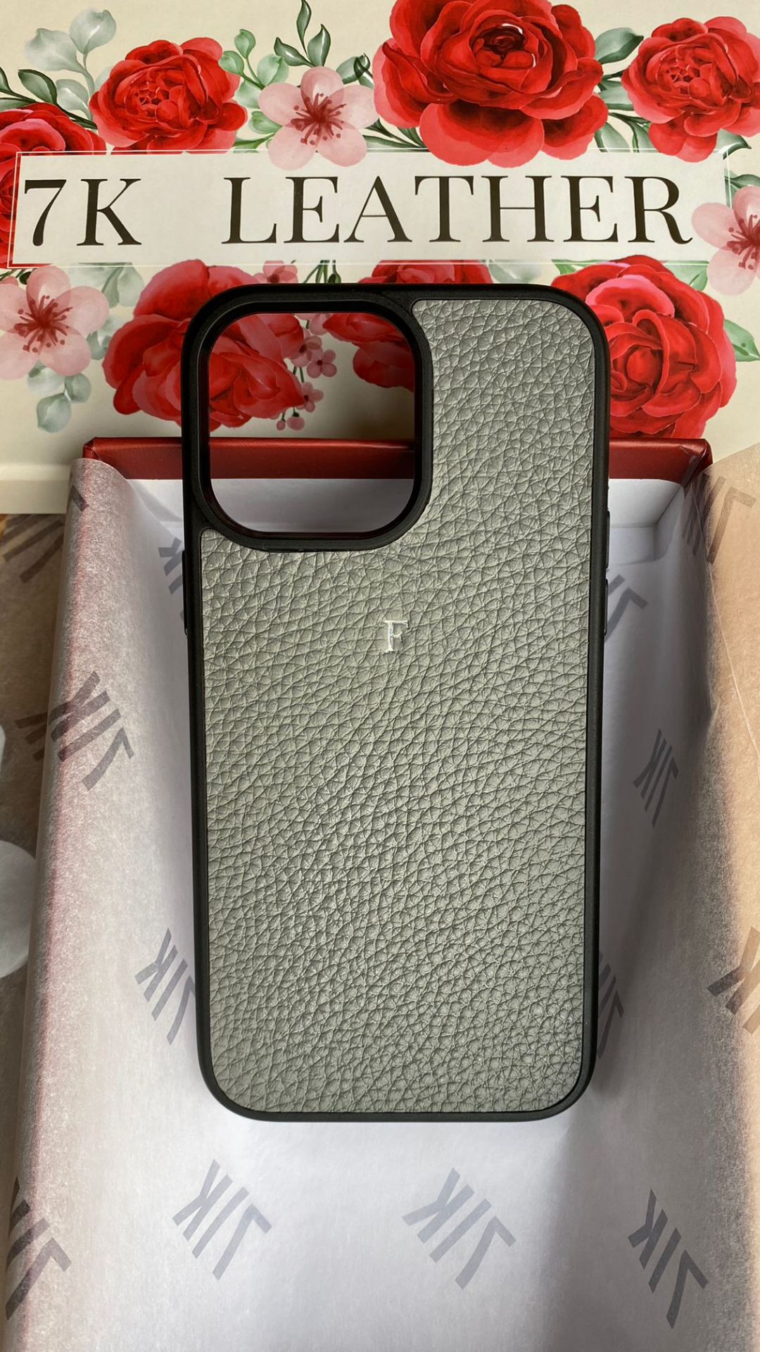 iPhone Uyumlu Deri Kılıf - Taş Gri