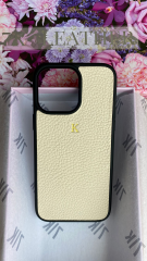 iPhone Uyumlu Deri Kılıf Togo-Krem