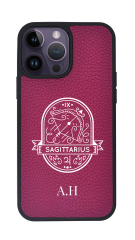 iPhone Uyumlu Deri Kılıf Burçlar-Yay-Fuşya-Sagittarius