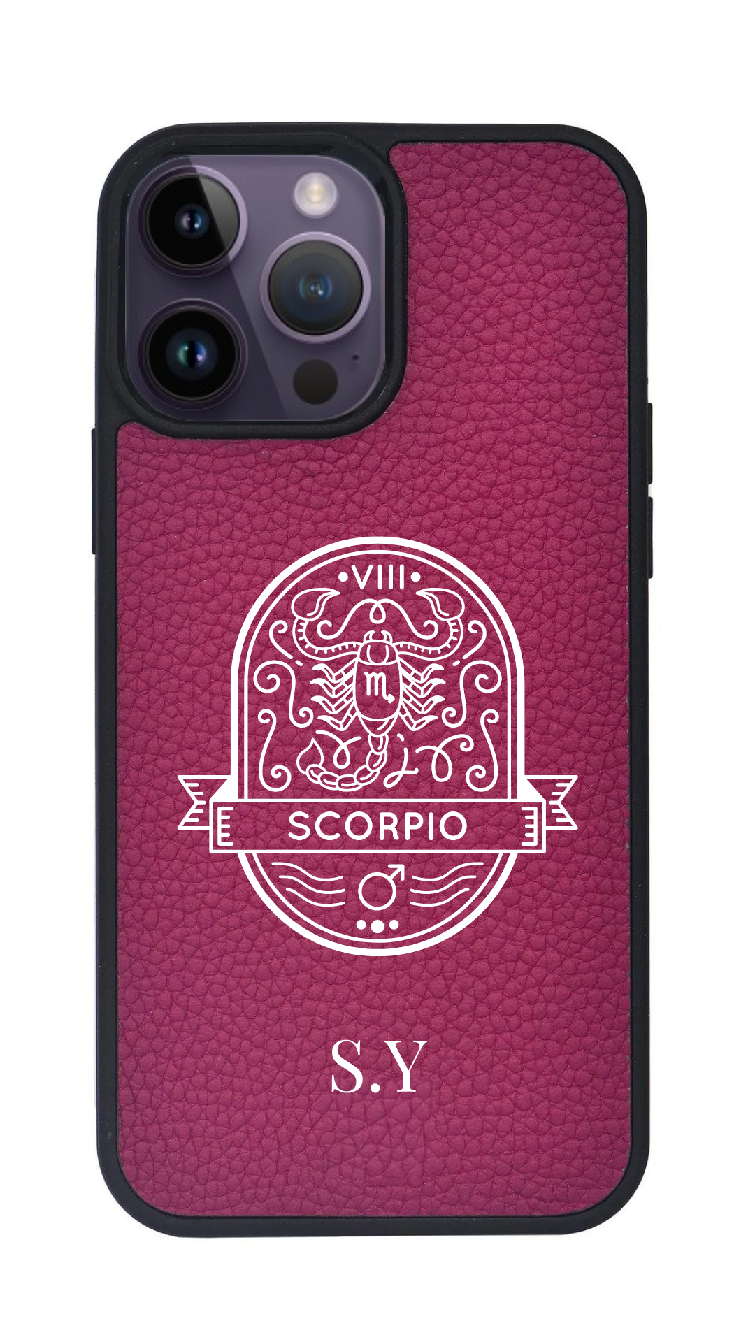 iPhone Uyumlu Deri Kılıf Burçlar-Akrep-Fuşya-Scorpio