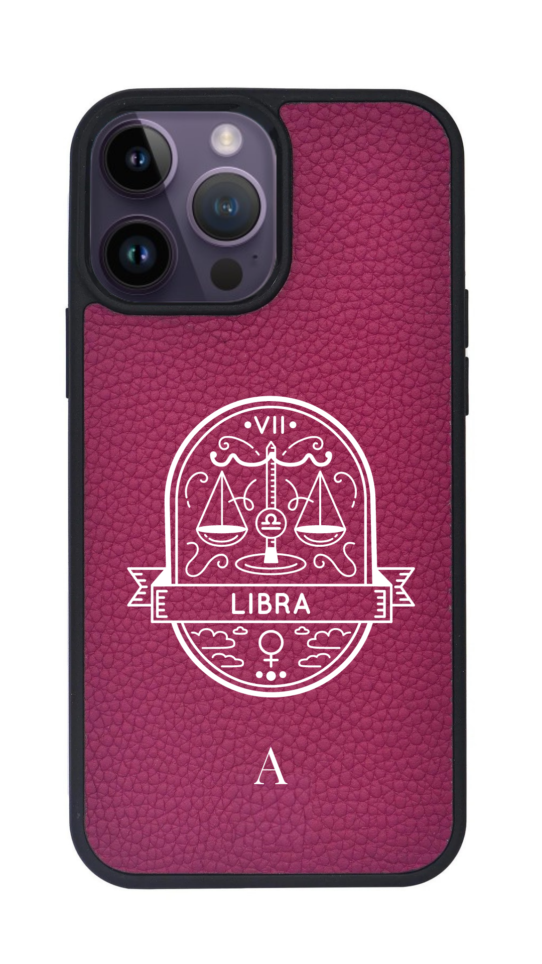 iPhone Uyumlu Deri Kılıf Burçlar-Terazi-Fuşya-Libra