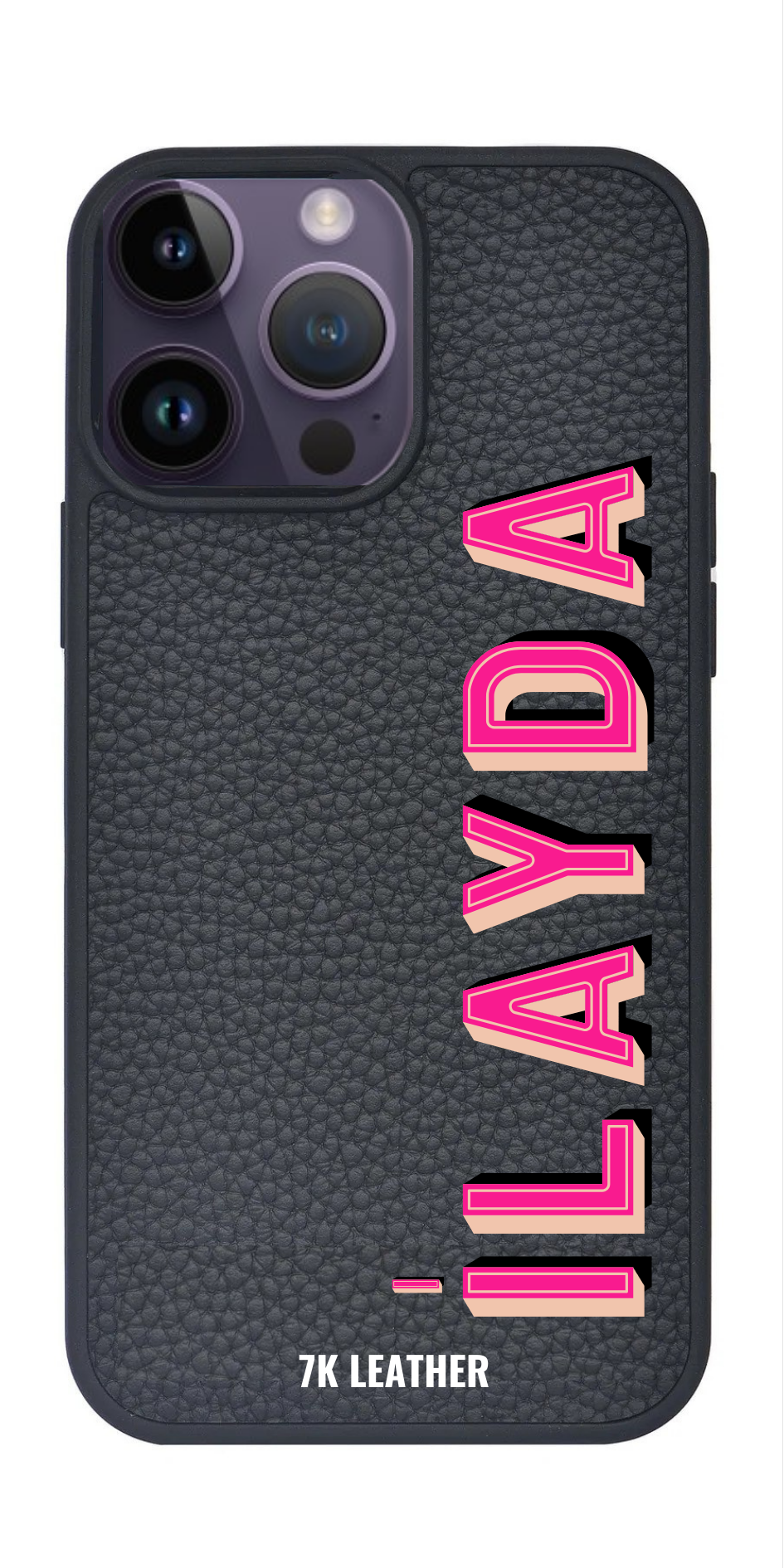 iPhone Uyumlu Deri Kılıf 3D Monogram Siyah-