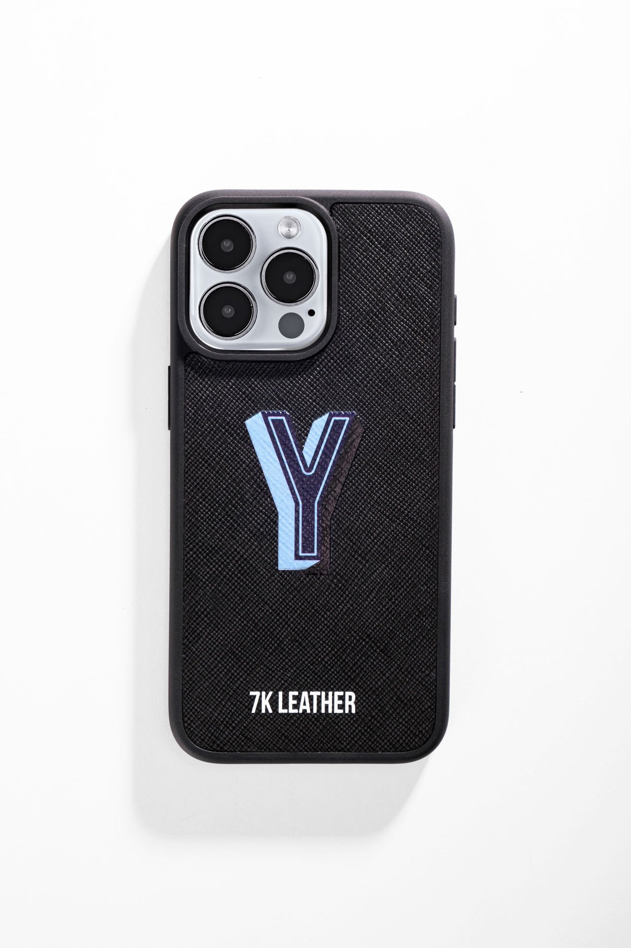 iPhone Uyumlu Deri Kılıf 3D Monogram Siyah-Saffiano