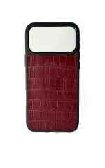 iPhone Uyumlu Deri Kılıf Croco-Bordo