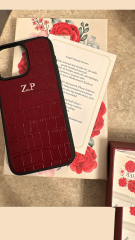 iPhone Uyumlu Deri Kılıf Croco-Bordo