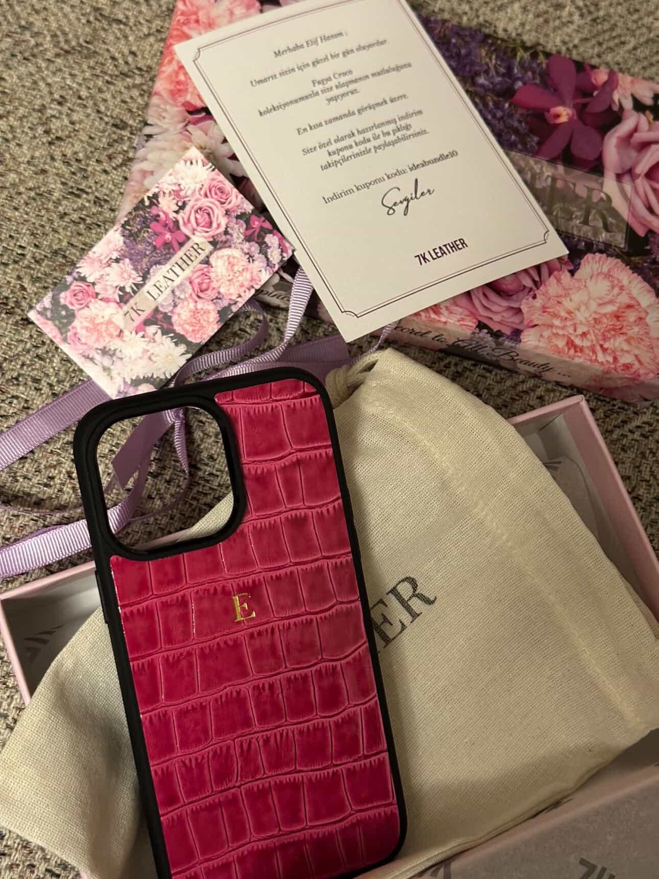 iPhone Uyumlu Deri Kılıf Croco-Rugan Fuşya