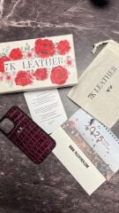 iPhone Uyumlu Deri Kılıf Croco-Mürdüm