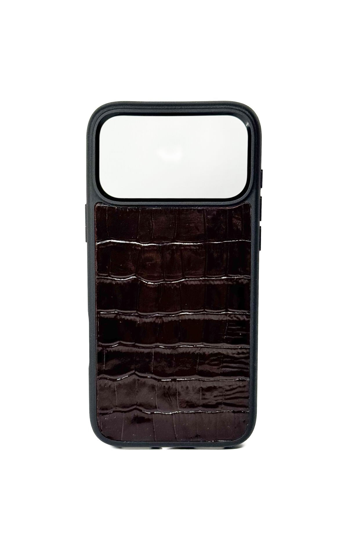 iPhone Uyumlu Deri Kılıf Croco-Rugan Koyu Kahve